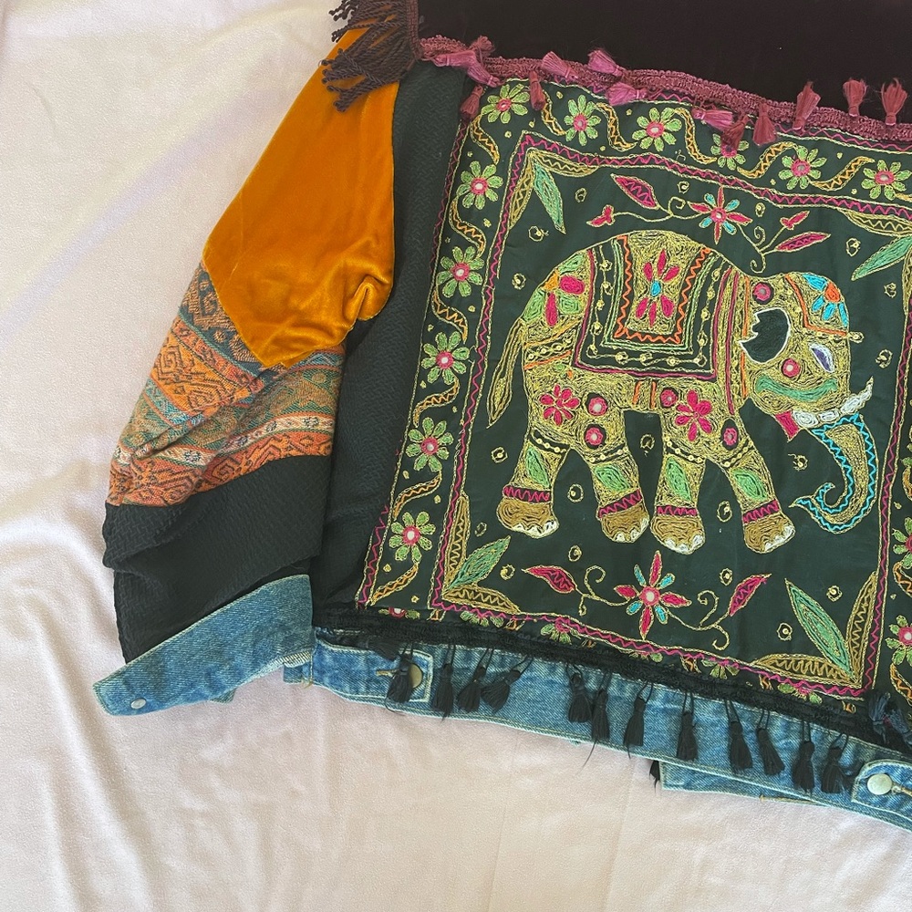 Vintage 1990's by designer Ann Ferriday one of a kind denim embellished jacket - Picture 4 of 9